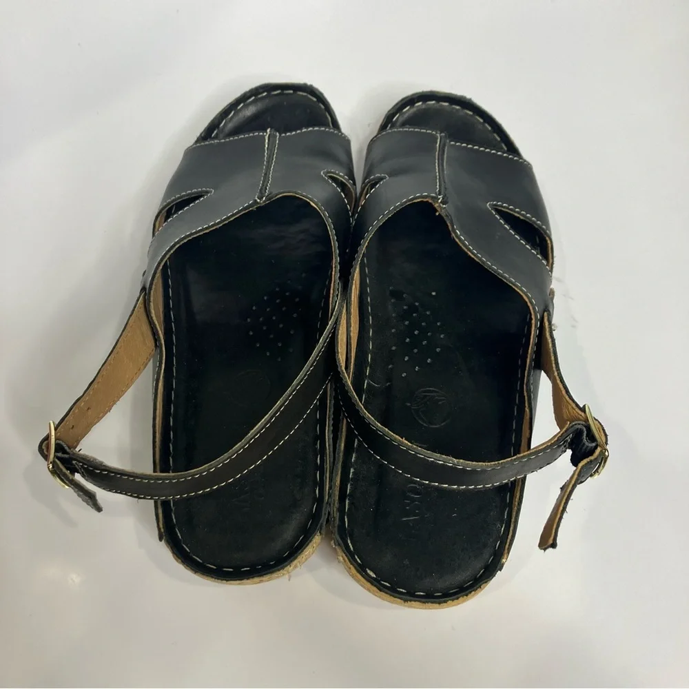 Lasocki black leather sandals women’s size 39 boho classy‎ cottagecore